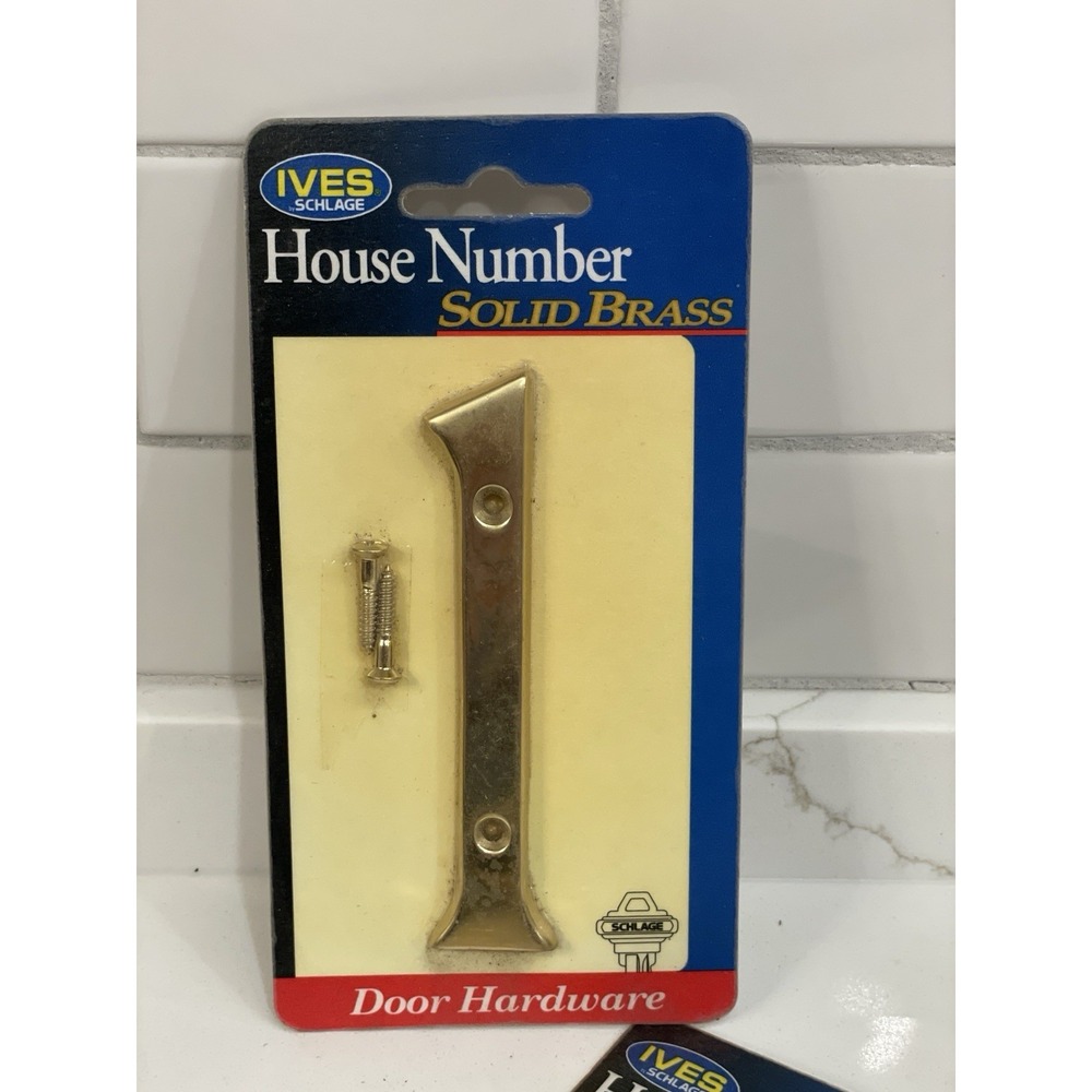 IVES SCHLAGE Solid Brass House Number 1 One Install Ready Retro New Sealed